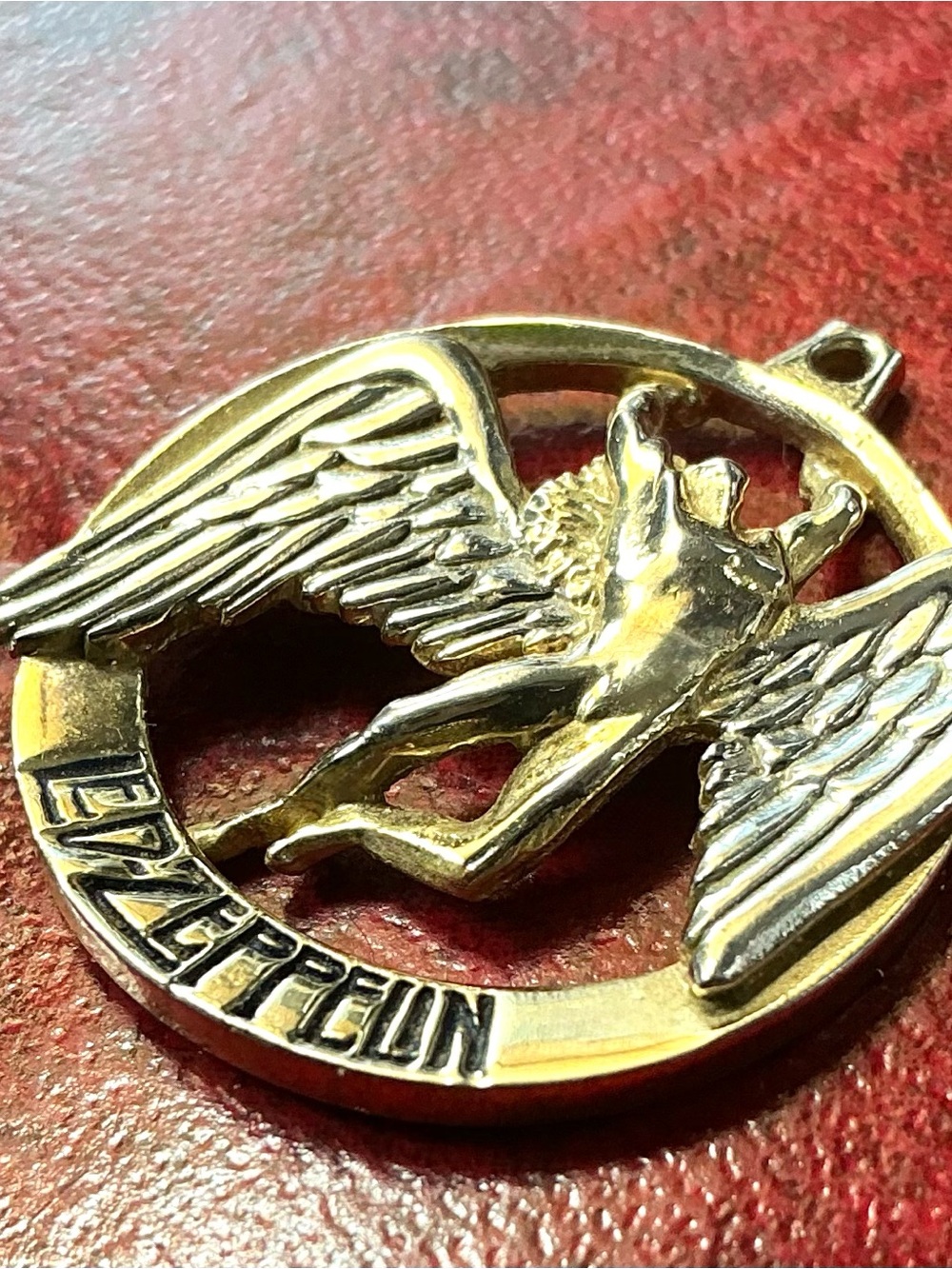 Vintage 1970s Led Zeppelin Swan Song Records Promo Pendant 2 Tone Gold/Silver
